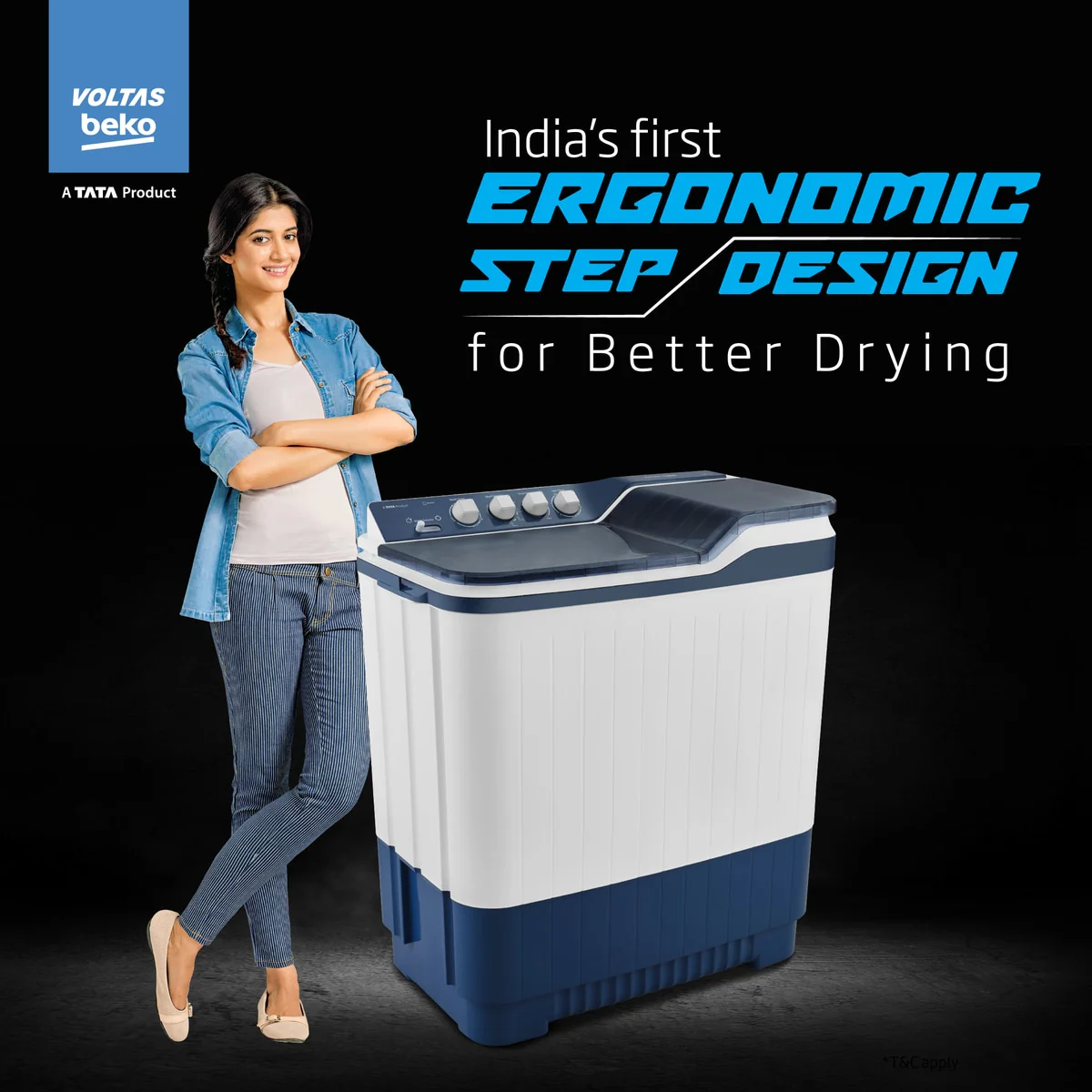 10 Kg Semi Automatic Washing Machine ( WTT10UEA,Blue) , Voltas Beko, A Tata Product - Image 5