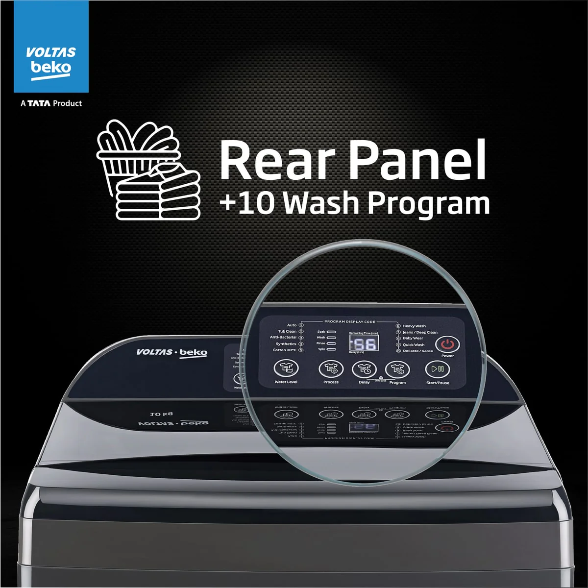 11 Kg 5 Star Fully-Automatic Top Loading Washing Machine (WTL1106UEAH / OBS3060, Dark Grey, Inbuilt Heater) , Voltas Beko, A Tata Product - Image 4