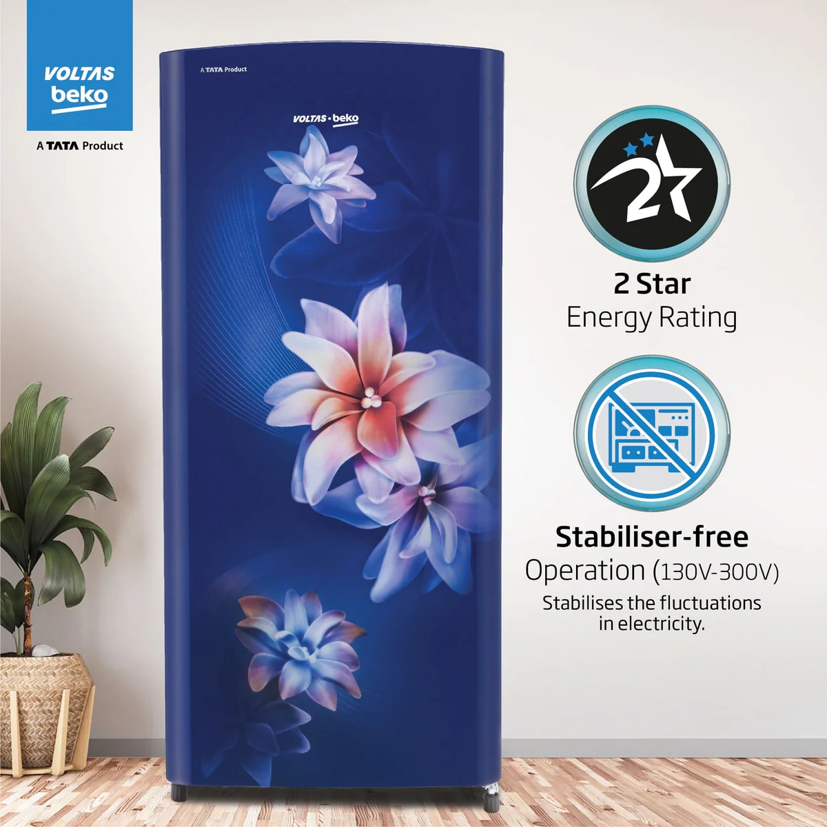 183 L 2 Star Direct Cool Single Door Refrigerator (RDC215D/S0WBR0M0000GO, Stella Blue, With Fresh Box Technology and Chiller Zone) , Voltas Beko, A Tata Product - Image 7