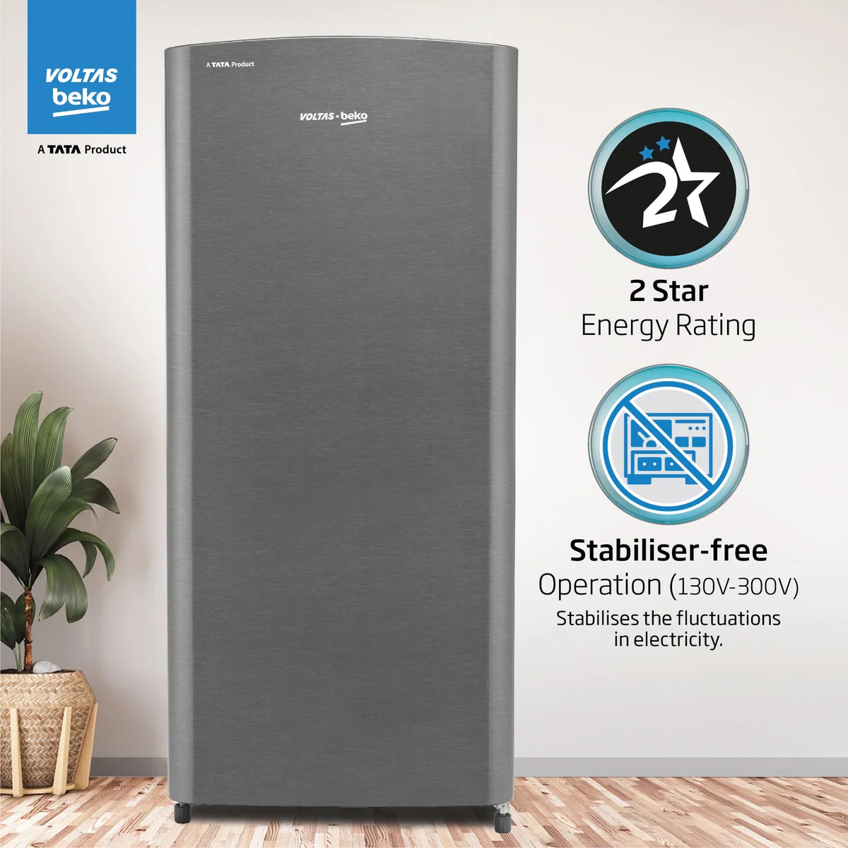 183 L 2 Star Direct Cool Single Door Refrigerator (RDC215D/S0XIR0M0000GO, Hairline Silver, With Fresh Box Technology and Chiller Zone) , Voltas Beko, A Tata Product - Image 7