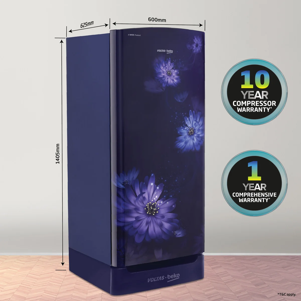 183 L 4 Star Direct Cool Single Door Refrigerator (RDC215B / W0BBR0M0000GO, Dahlia Blue, Fresh Box Technology) , Voltas Beko, A Tata Product - Image 8
