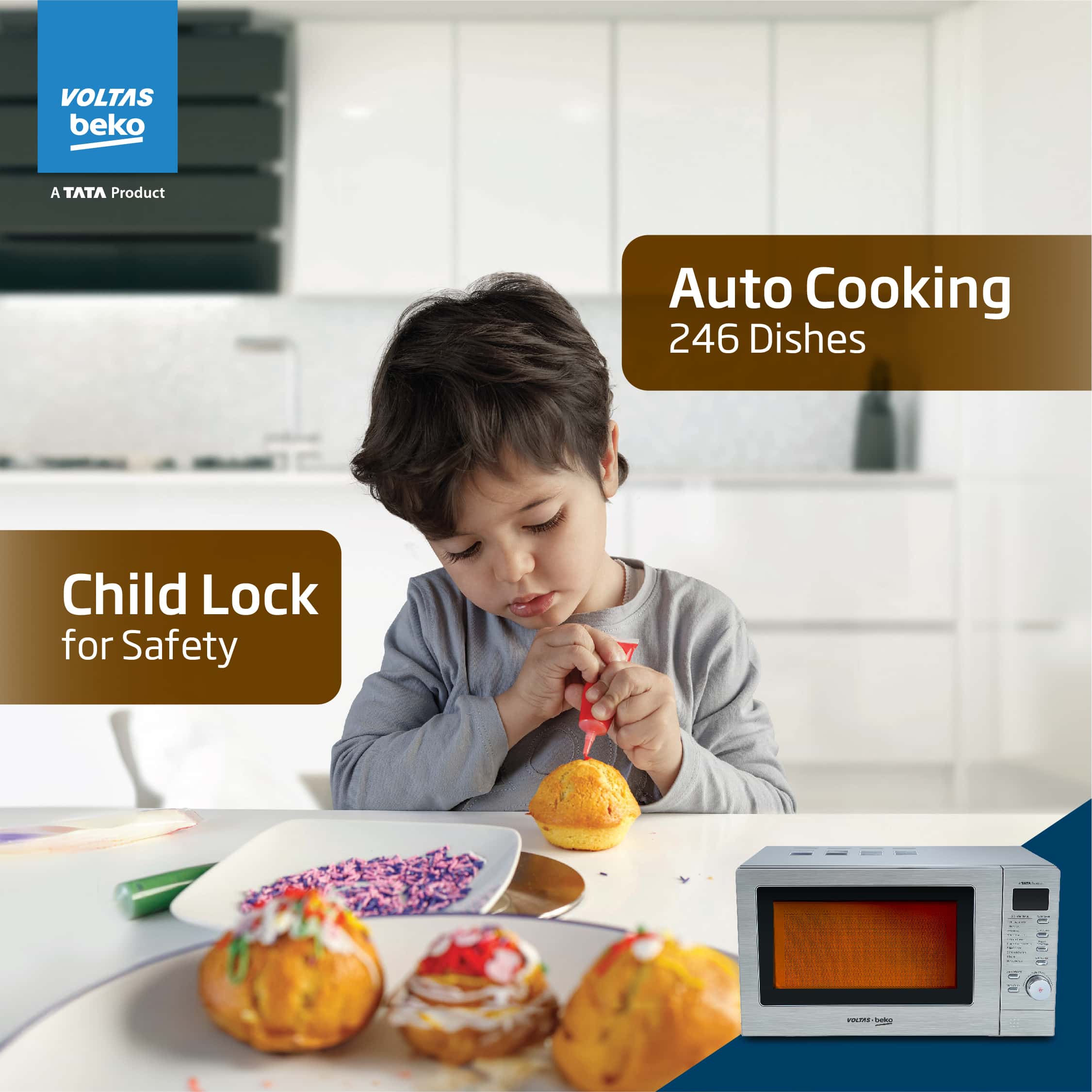 20 L Convection Microwave Oven, 10 power levels (MC20SD, Silver) , Voltas Beko, A Tata Product - Image 6