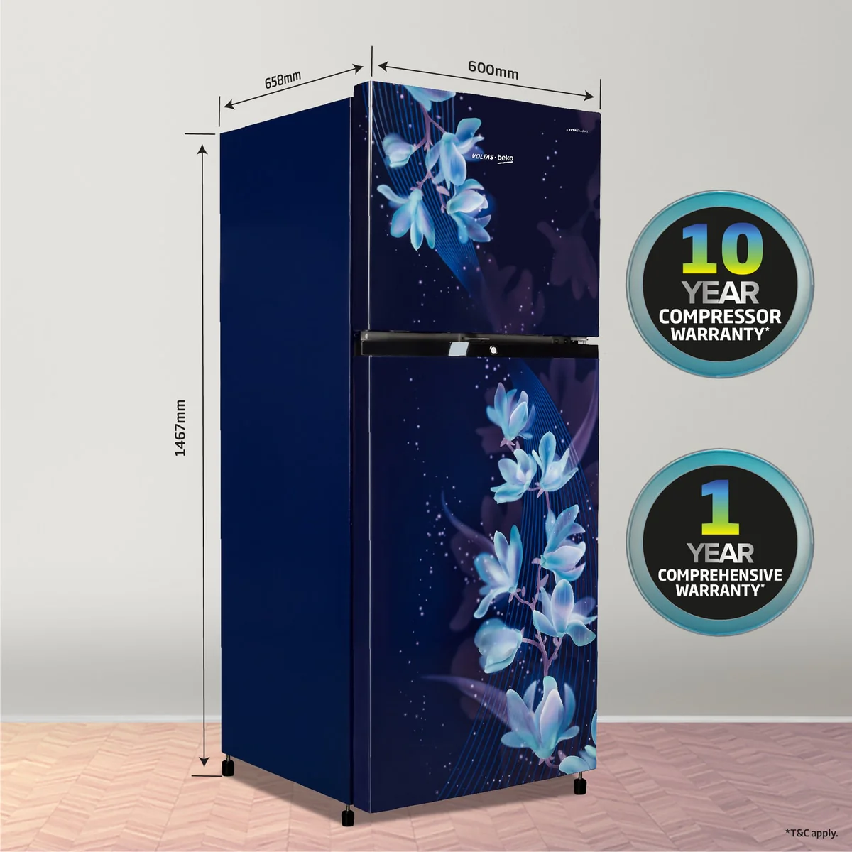 228 L 2 star Frost Free Refrigerator with two Separate Cooling System (RFF265D/W0NPR0I0000GO, Nightangel Purple) , Voltas Beko, A Tata Product - Image 8