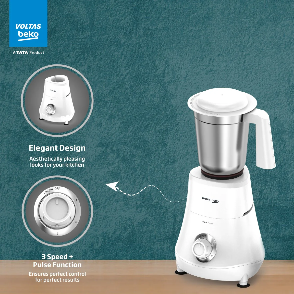 500 W Mixer Grinder (G5003HP-WH | 3 Jars | White with GrindX Technology) , Voltas Beko, A Tata Product - Image 5