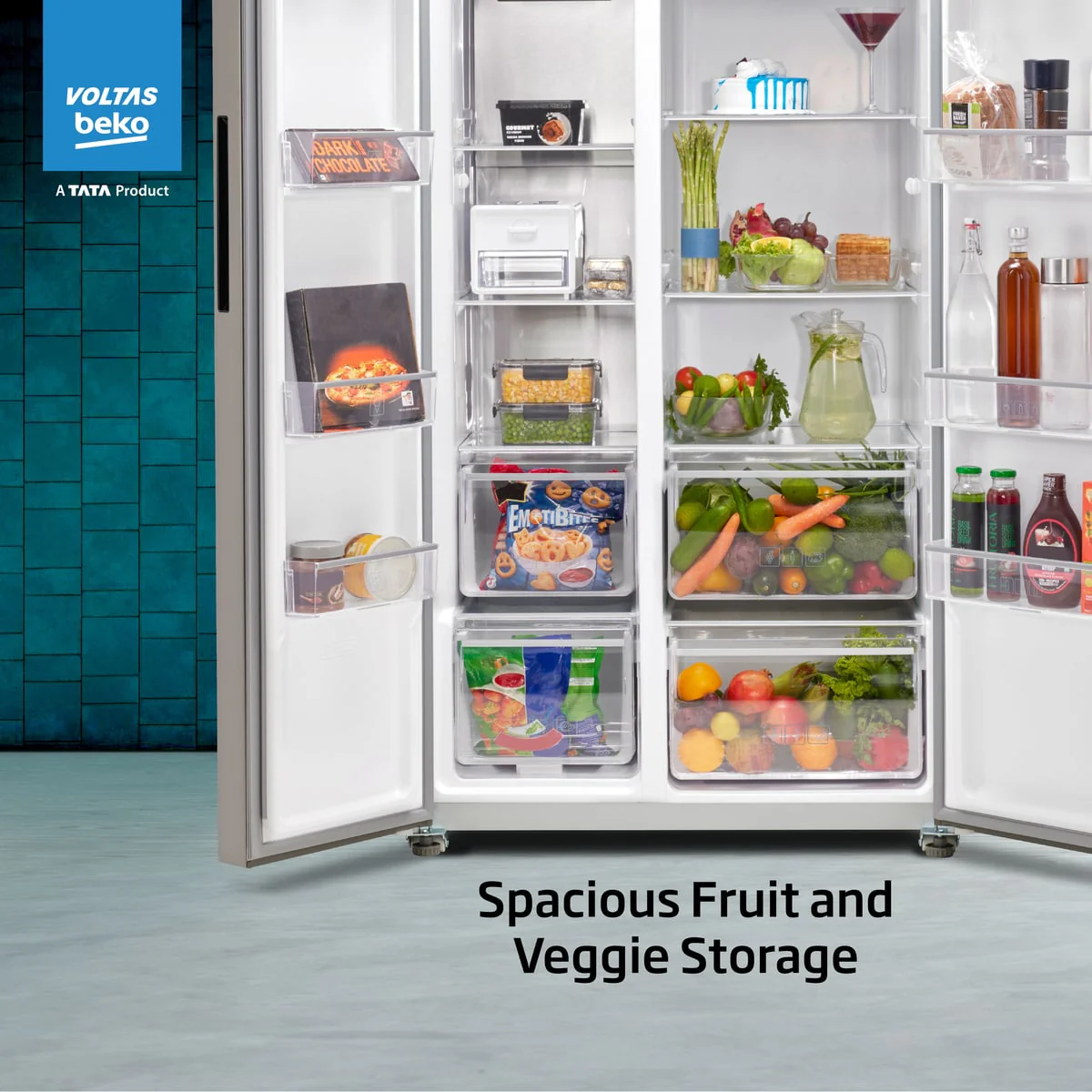 563 L Frost Free Side by Side Refrigerator with ProSmart Inverter Compressor (RSB585/FPV300RXID, Inox steel, Active Fresh Blue Light) , Voltas Beko, A Tata Product - Image 11
