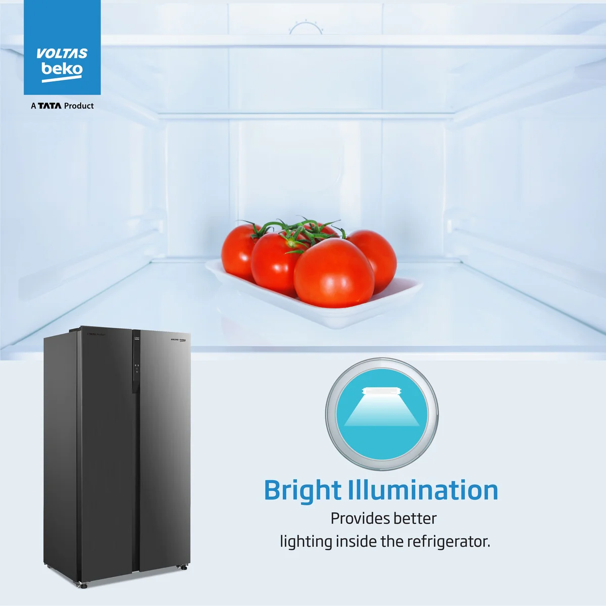 563 L Frost Free Side by Side Refrigerator with ProSmart Inverter Compressor (RSB585/FPV300RXID, Inox steel, Active Fresh Blue Light) , Voltas Beko, A Tata Product - Image 14