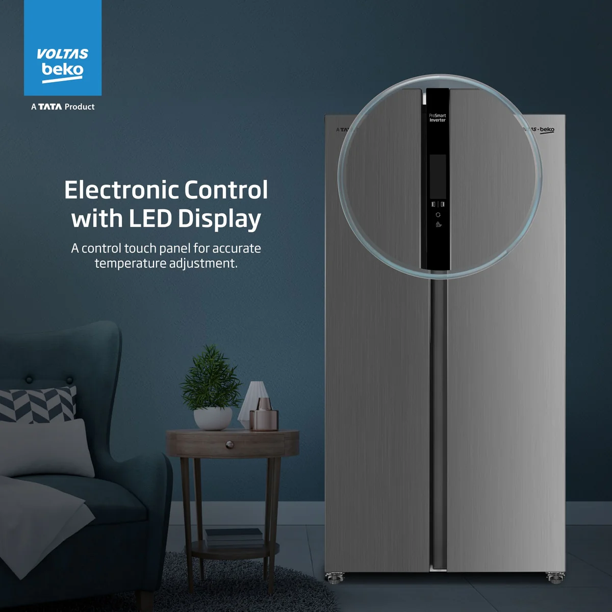 563 L Frost Free Side by Side Refrigerator with ProSmart Inverter Compressor (RSB585/FPV300RXID, Inox steel, Active Fresh Blue Light) , Voltas Beko, A Tata Product - Image 15