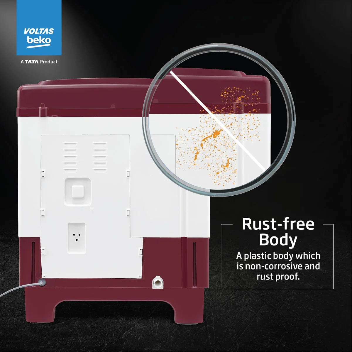 6 Kg 5 Star Semi-Automatic Top Load Washing Machine With Air Dry (WTT60UNX/OK3R0R0W01, Burgundy, Special Pulsator Technology) , Voltas Beko, A Tata Product - Image 6