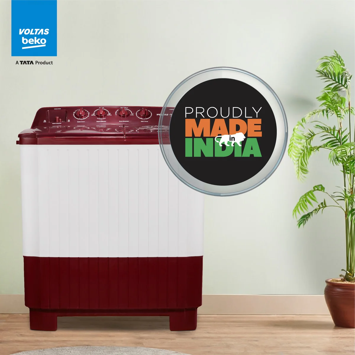7.2 Kg Semi Automatic Washing Machine ( WTT72ASPL,Maroon White) , Voltas Beko, A Tata Product - Image 7