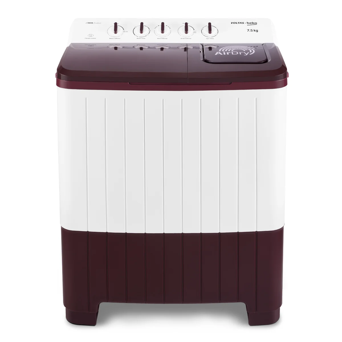 7.5 Kg 5 Star Semi-Automatic Top Loading Washing Machine (WTT75UHA/OK5R0R0W01, Burgundy, Air Dry & Pulsator wash technology) , Voltas Beko, A Tata Product - Image 10