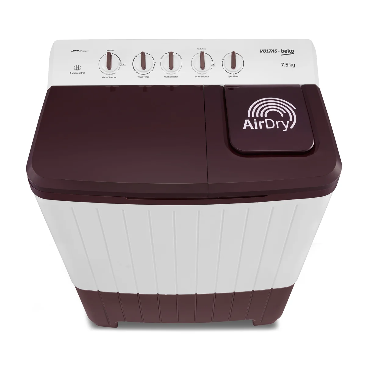 7.5 Kg 5 Star Semi-Automatic Top Loading Washing Machine (WTT75UHA/OK5R0R0W01, Burgundy, Air Dry & Pulsator wash technology) , Voltas Beko, A Tata Product - Image 13