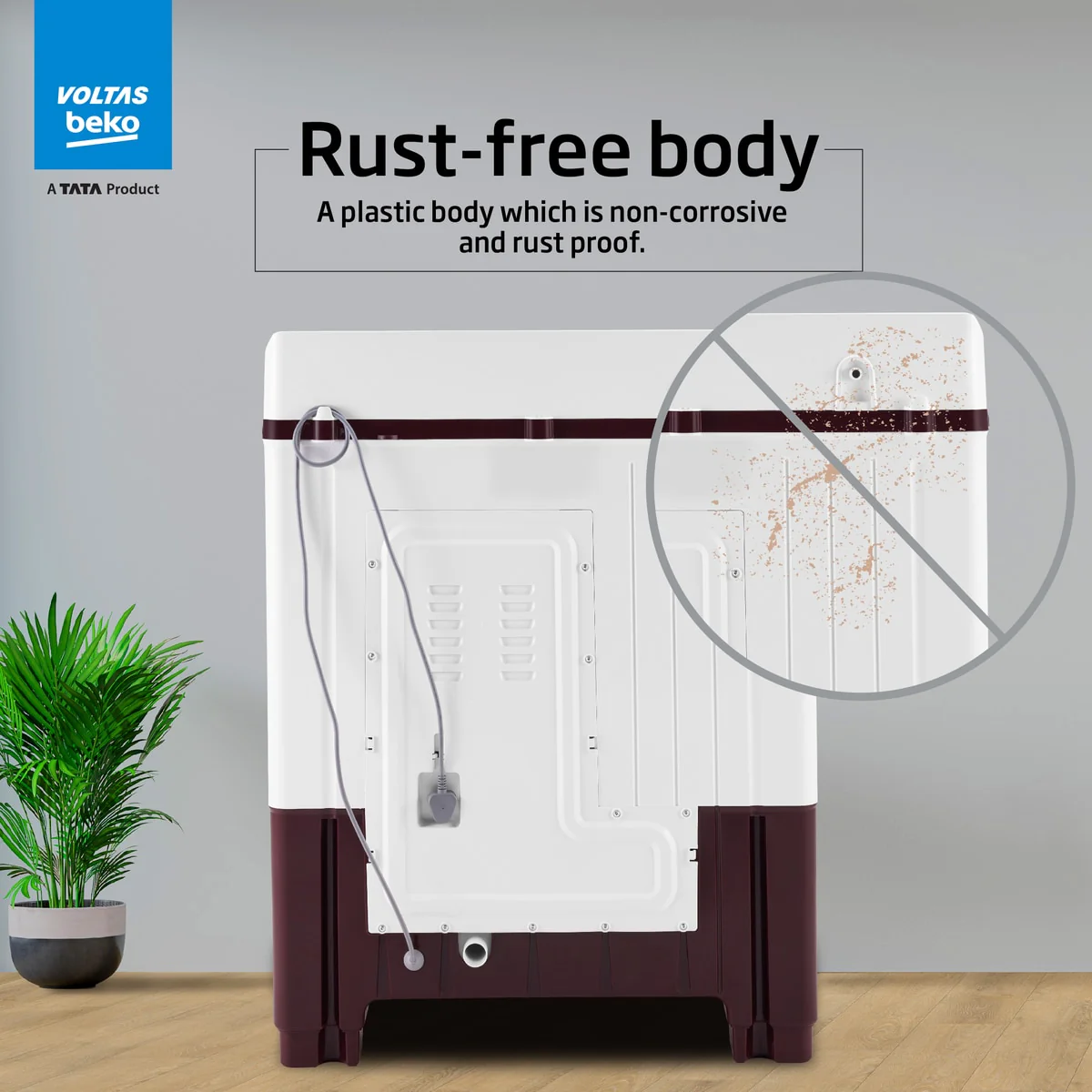 7.5 Kg 5 Star Semi-Automatic Top Loading Washing Machine (WTT75UHA/OK5R0R0W01, Burgundy, Air Dry & Pulsator wash technology) , Voltas Beko, A Tata Product - Image 17