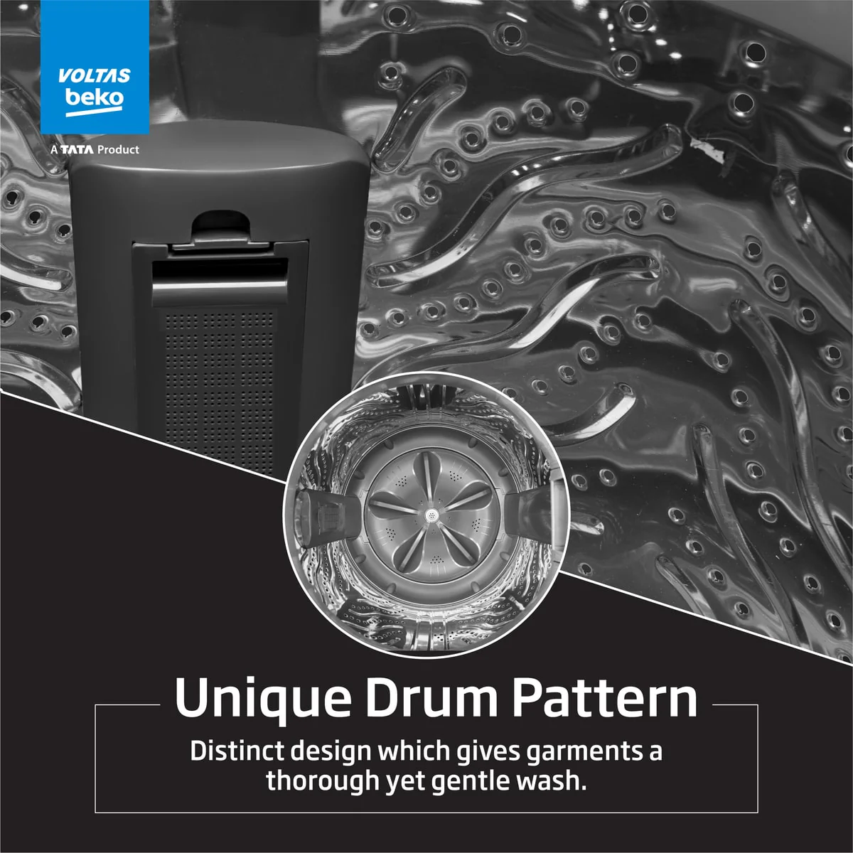 7 Kg 5 Star Eco Wash/Monsoon Dry Top Load Fully-Automatic Washing Machine (WTL70UPGC/SPCPOF, Water Reuse, Side Waterfall, Mansoon Dry, Dark Grey) , Voltas Beko, A Tata Product - Image 3