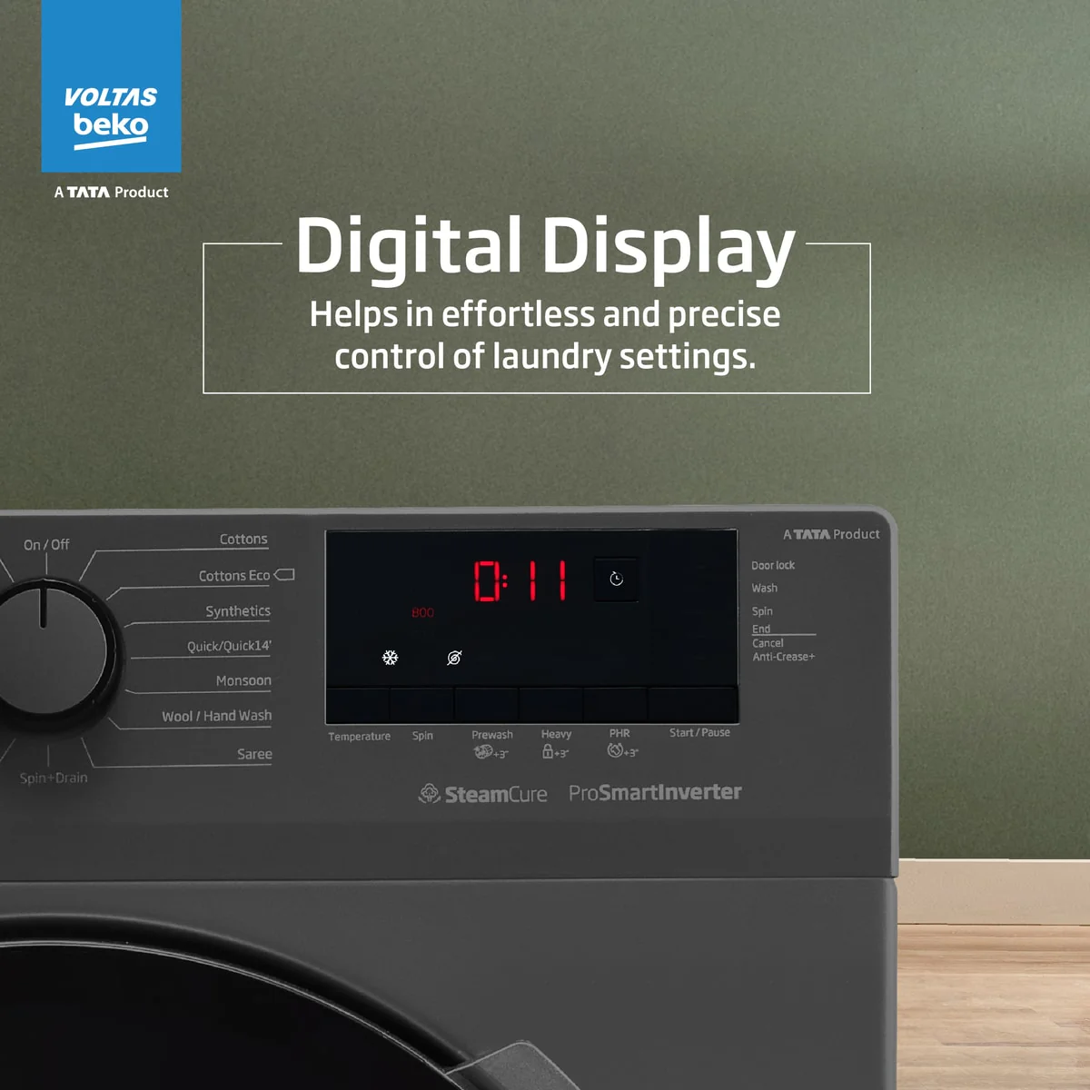 7 Kg 5 Star Inverter Quick wash Fully-Automatic Front Loading Washing Machine (WFL7012B7JVBKA/AXV, Anthracite, In buit Heater/Hygiene steam) , Voltas Beko, A Tata Product - Image 14