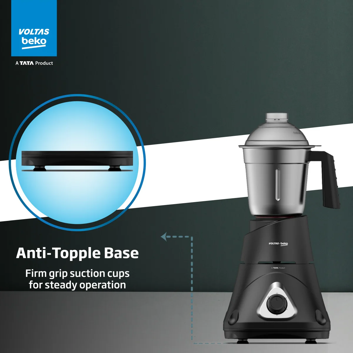 750 W Mixer Grinder (G7503HP-BL, Black, With GrindX blades Technology) , Voltas Beko, A Tata Product - Image 6