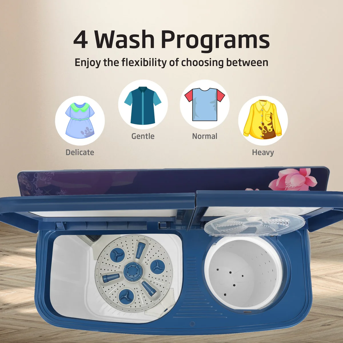8.5 Kg 5 Star Semi-Automatic Top Load Washing Machine (WTT85DBLG/FLRB5, Blue, Special Pulsator & 5 Knob Control Method, With Double Water Fall technology) , Voltas Beko, A Tata Product - Image 8