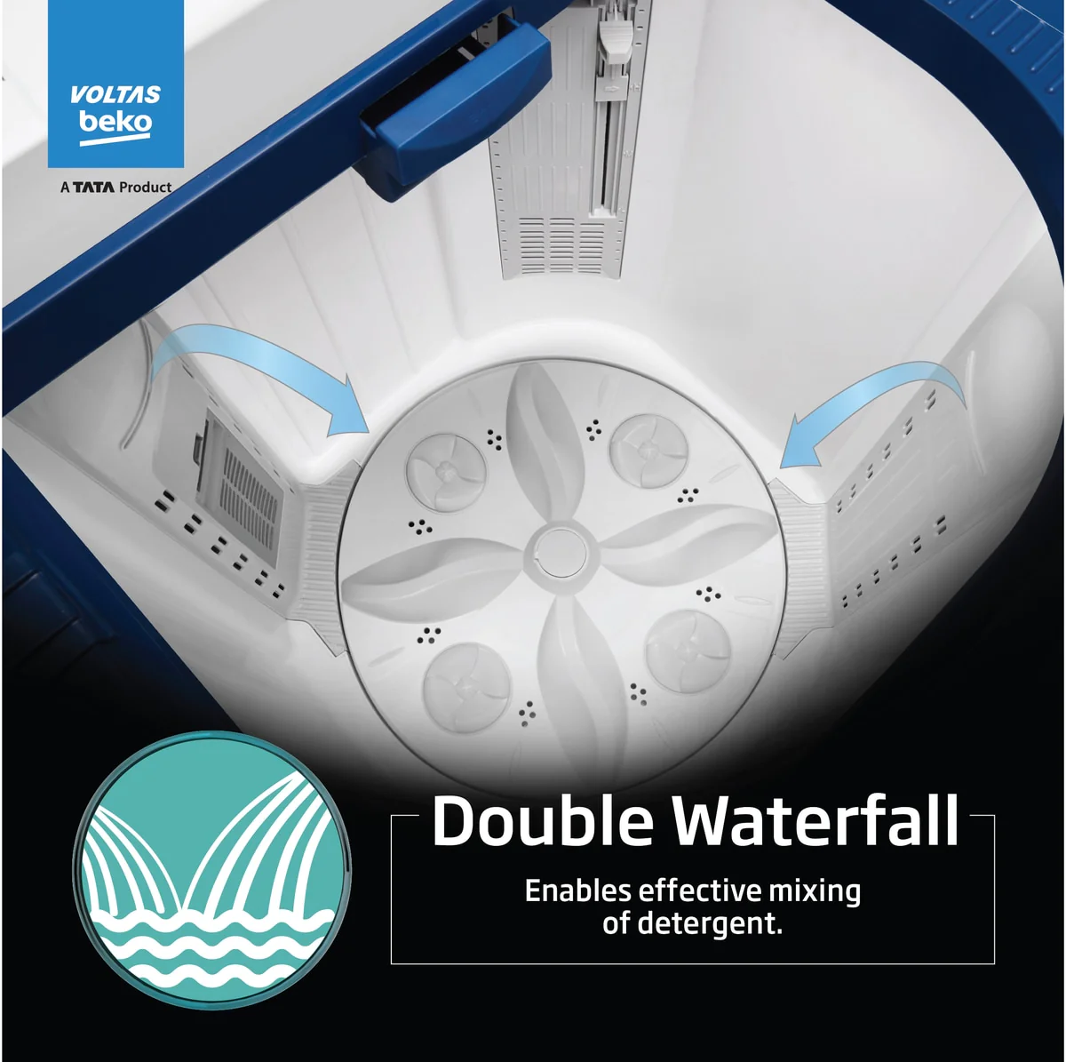 8.5 Kg 5 Star Semi-Automatic Top Loading Washing Machine (WTT85UHA/OK5I0I0W01, Blue, Air Dry & Pulsator wash technology) , Voltas Beko, A Tata Product - Image 8