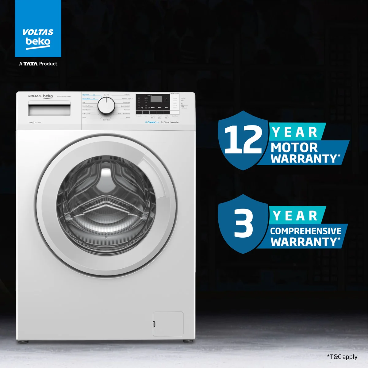 8 Kg 5 Star Fully Automatic Front Load Washing Machine (WFL8012B7JVBKA/WXV, White) , Voltas Beko, A Tata Product - Image 15