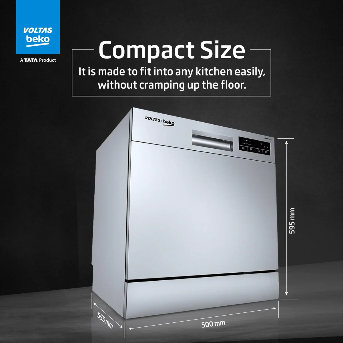 8 Place Settings Table Top Dishwasher (DT8S, Silver, Inbuilt Heater) ,Voltas Beko, A Tata Product - Image 7