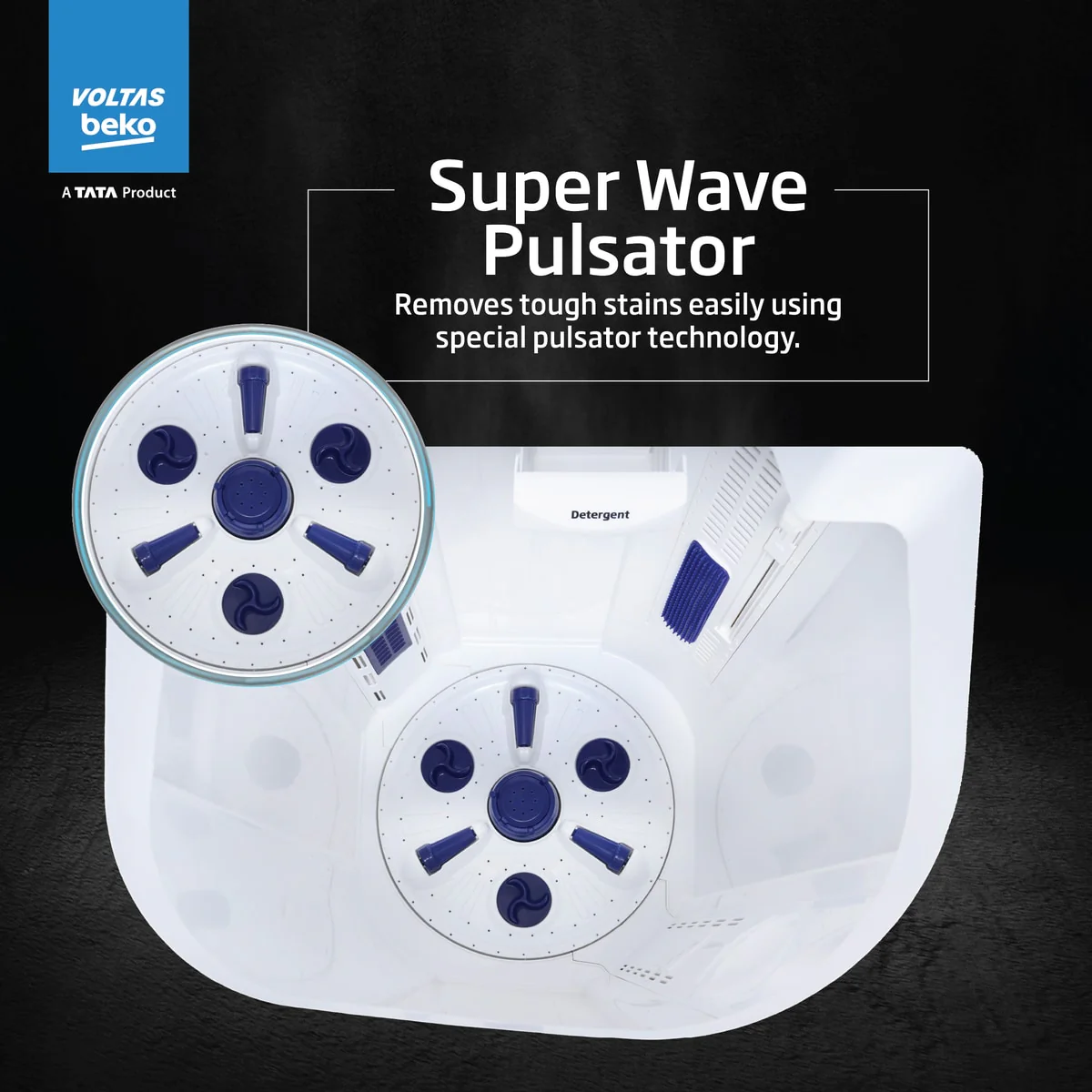 9.5 Kg Semi Automatic Washing Machine ( WTT95UAA ,Blue) , Voltas Beko, A Tata Product - Image 6