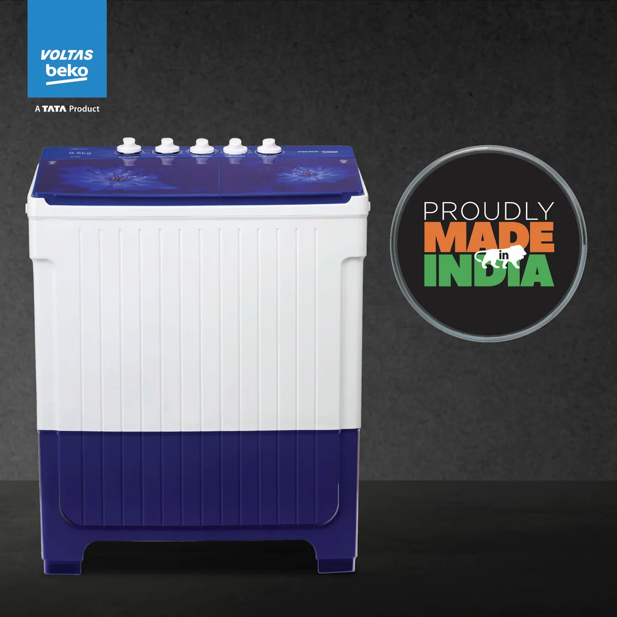 9.5 Kg Semi Automatic Washing Machine ( WTT95UAA ,Blue) , Voltas Beko, A Tata Product - Image 8