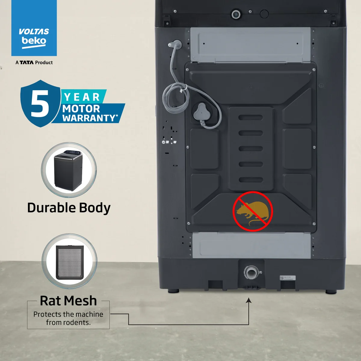 9 Kg 5-Star Fully Automatic Top Load Washing Machine (WTL9006UEAH/DPB0HD, Dark Grey, Double Waterfall Technology) , Voltas Beko, A Tata Product - Image 13