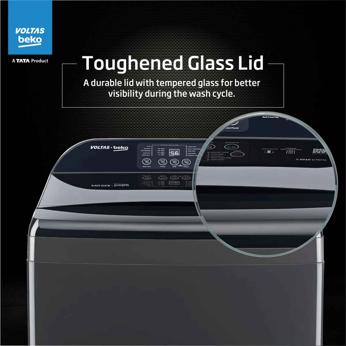 9 Kg 5-Star Fully Automatic Top Load Washing Machine (WTL9006UEAH/DPB0HD, Dark Grey, Double Waterfall Technology) , Voltas Beko, A Tata Product - Image 8