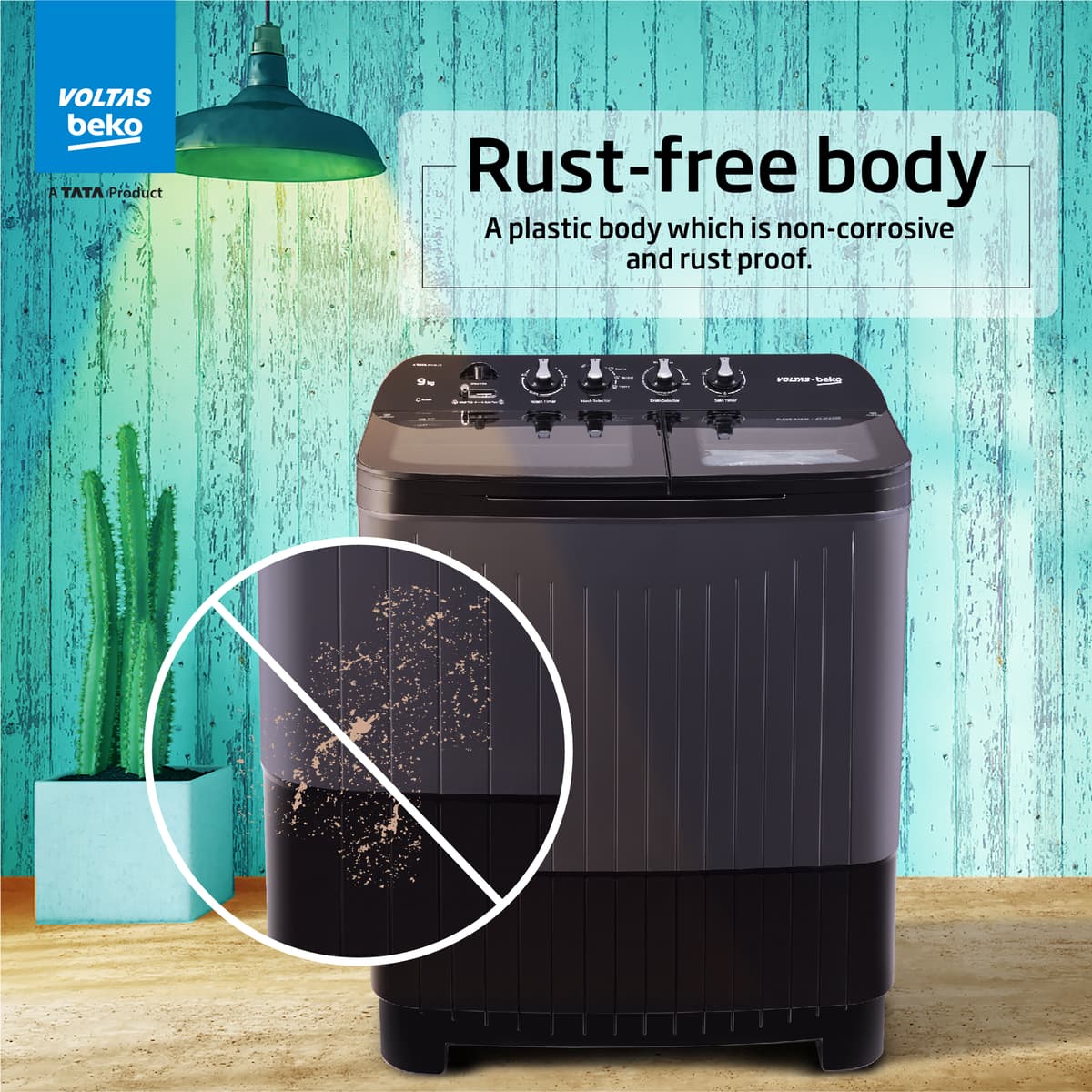 9 Kg 5 Star Semi Automatic Washing Machine (WTT90UDX/BKGR4KGTD, Black, with Cassette Filter) Voltas Beko, A Tata Product - Image 10