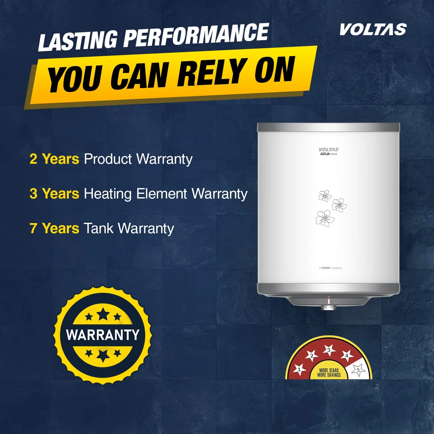 Voltas Aqua Prime 4 Star Water Heater - 15L (2000 W) - Image 3