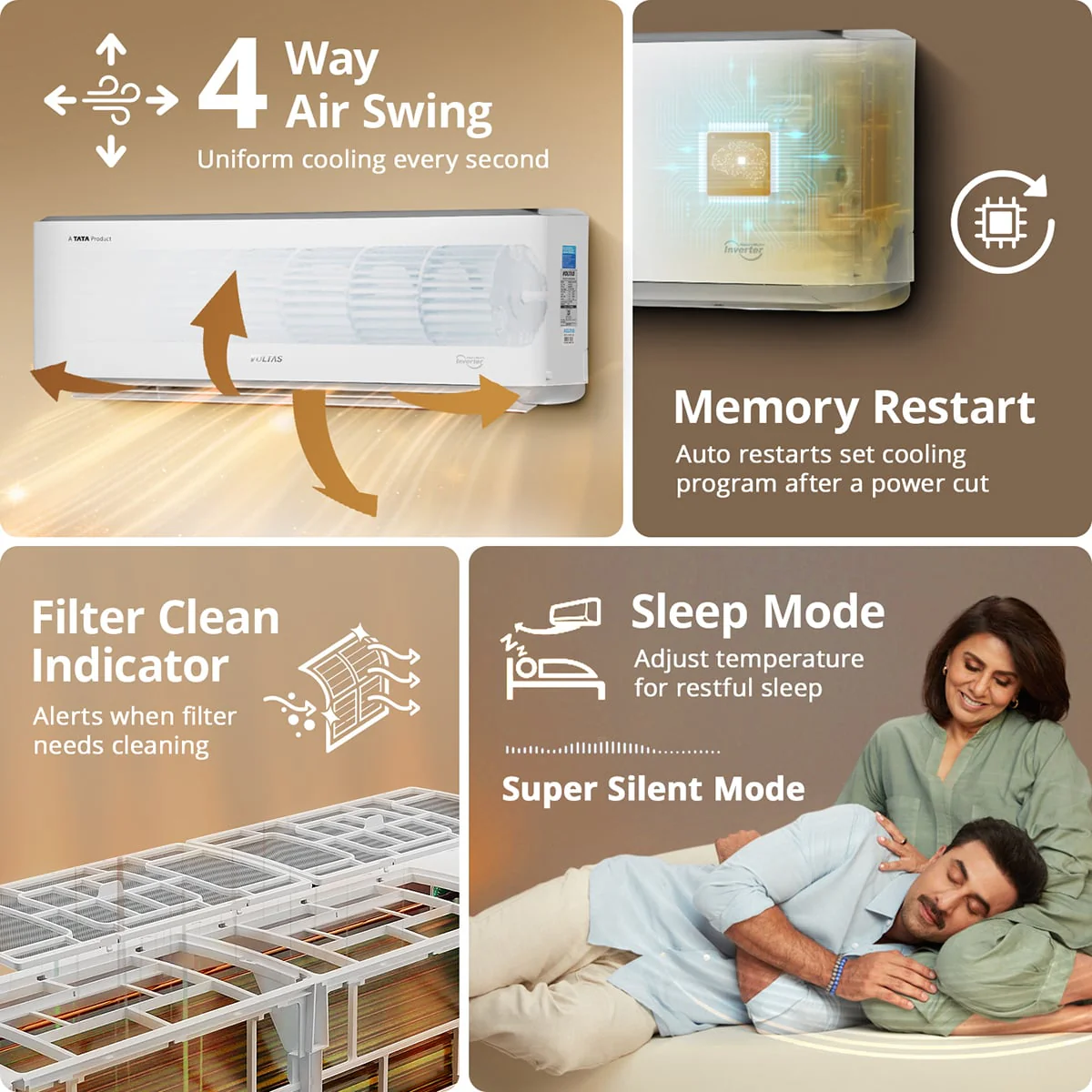 Voltas Split Air Conditioner, 1.5 Ton, 3 Star - 183INV Venus Luxe - Image 10