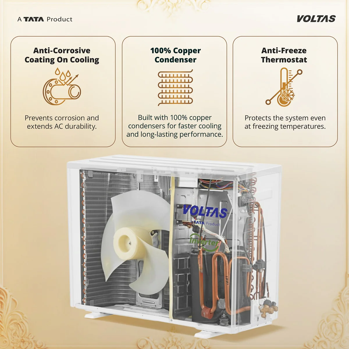 Voltas Split Air Conditioner, 1.5 Ton, 3 Star - 183INV Venus Luxe - Image 14