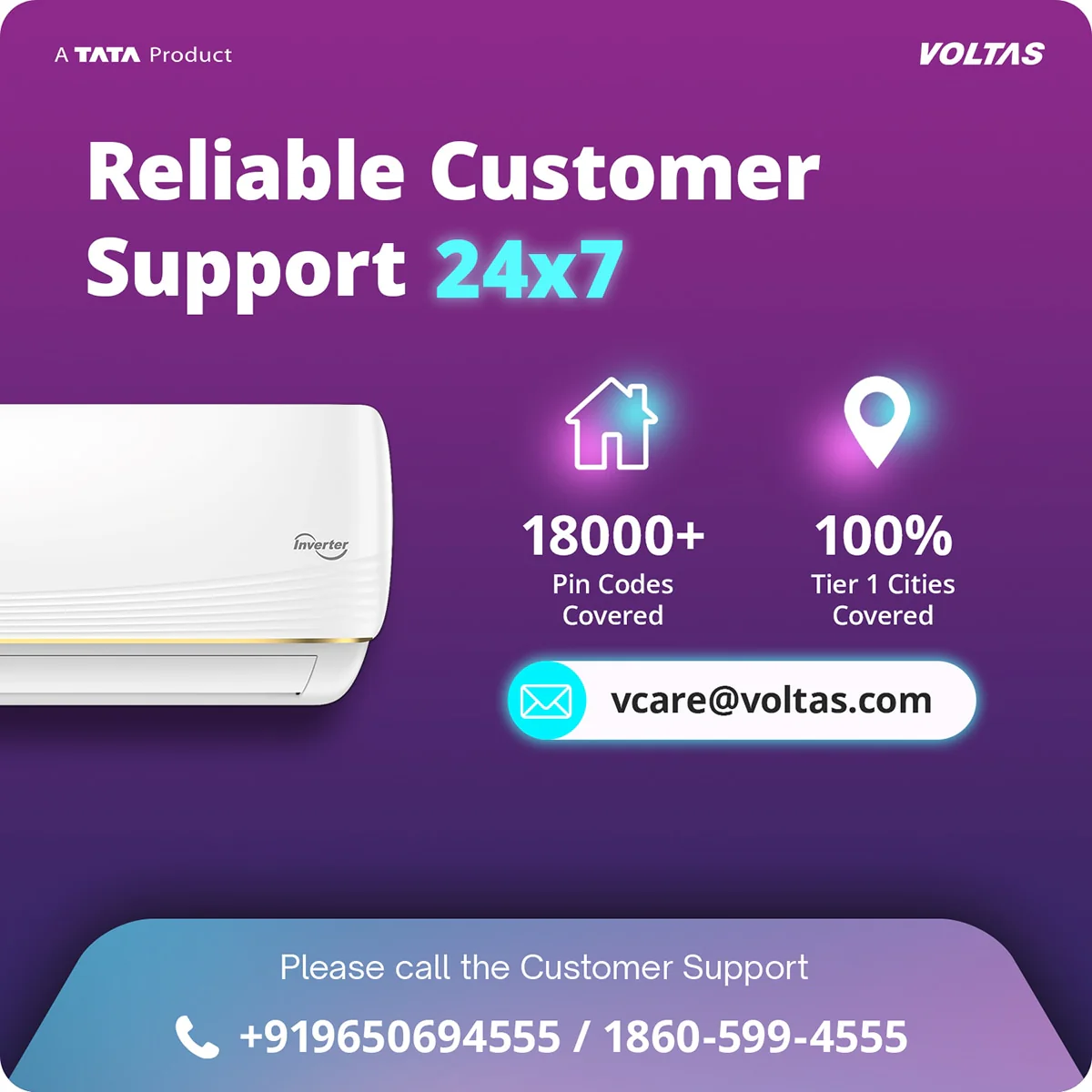 Voltas Split Air Conditioner, 1.5 Ton, 3 Star - 183INV Vertis AI Zest Gold - Image 15