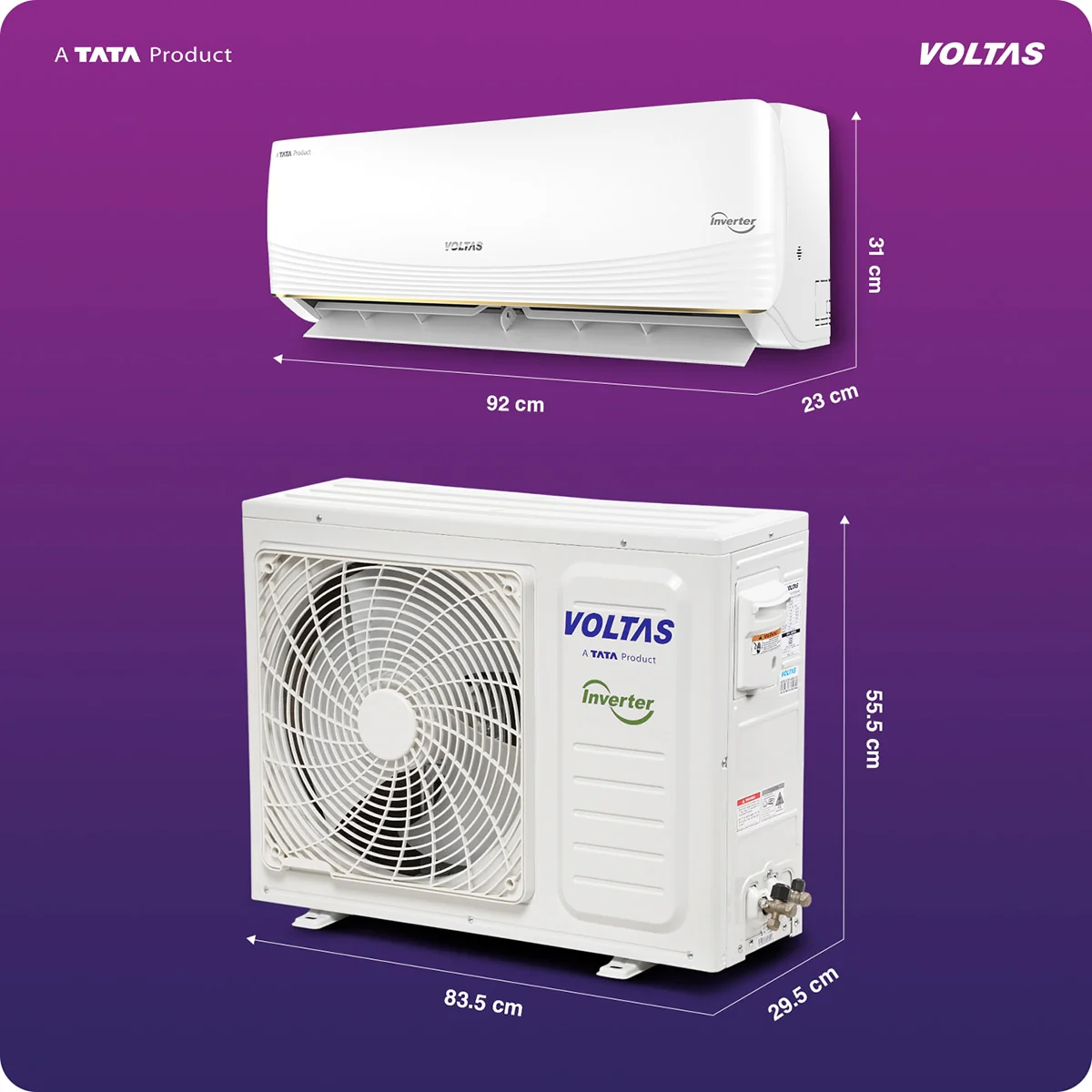 Voltas Split Air Conditioner, 1.5 Ton, 3 Star - 183INV Vertis AI Zest Gold - Image 4