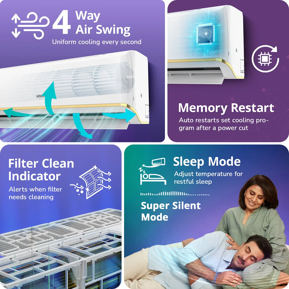 Voltas Split Air Conditioner, 1.5 Ton, 3 Star - 183INV Vertis Zen Gold - Image 10