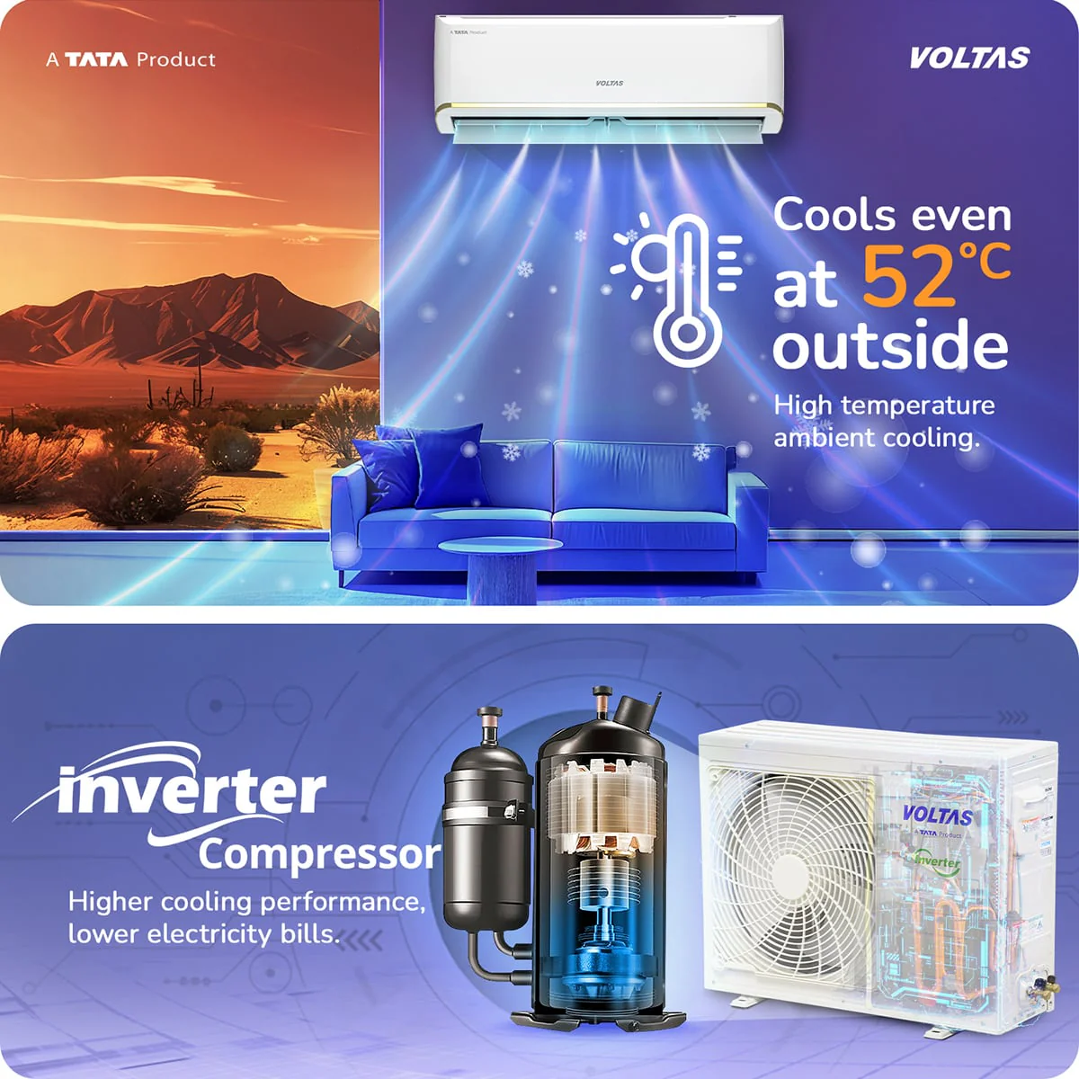 Voltas Split Air Conditioner, 1.5 Ton, 3 Star - 183INV Vertis Zen Gold - Image 7