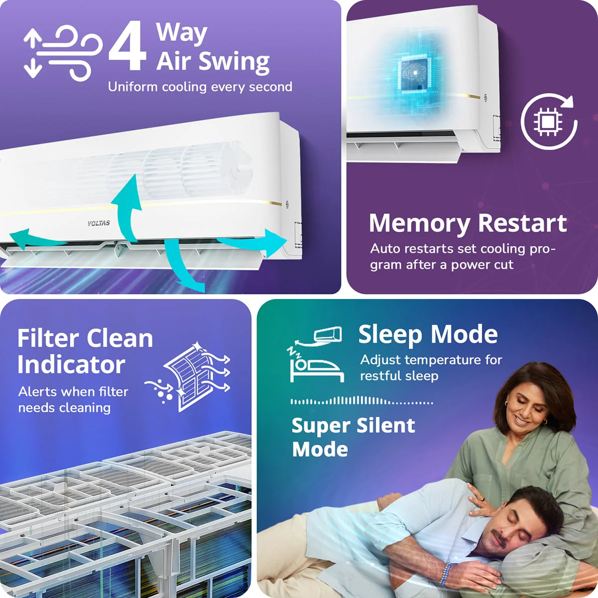 Voltas Split Air Conditioner, 1.5 Ton, 3 Star - 183INV Vertis Zenith Gold - Image 10