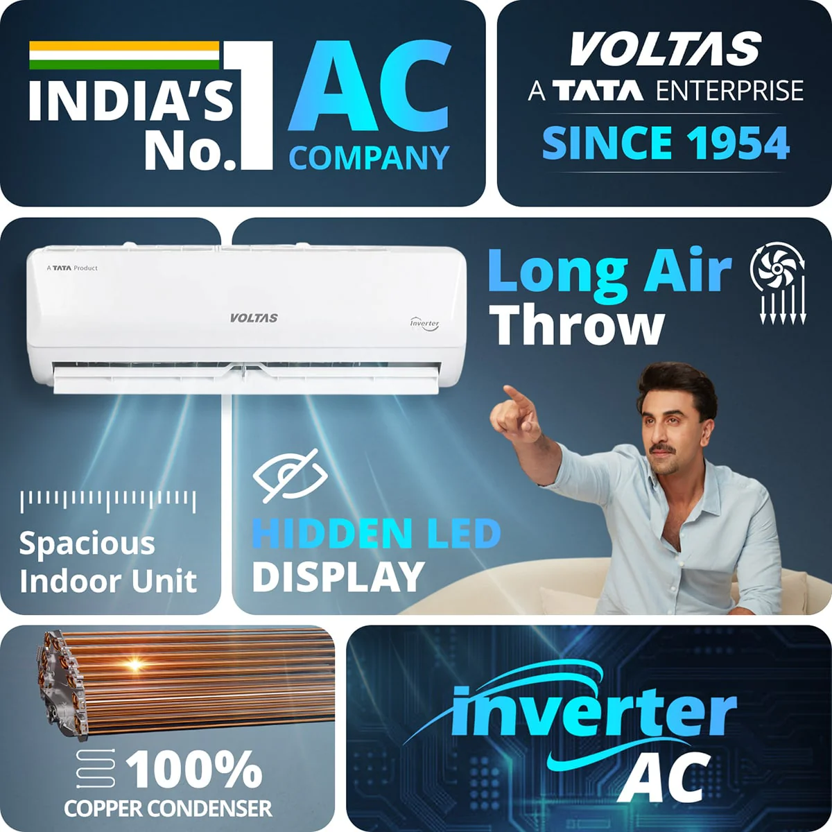Voltas Split Air Conditioner, 1.5 Ton, 5 Star - 183INV Vectra Emerald - Image 5