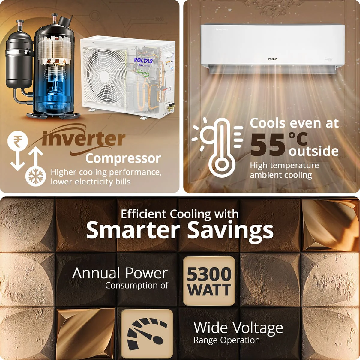 Voltas Split Air Conditioner, 1.5 Ton, 5 Star - 185INV Venus Luxe - Image 7