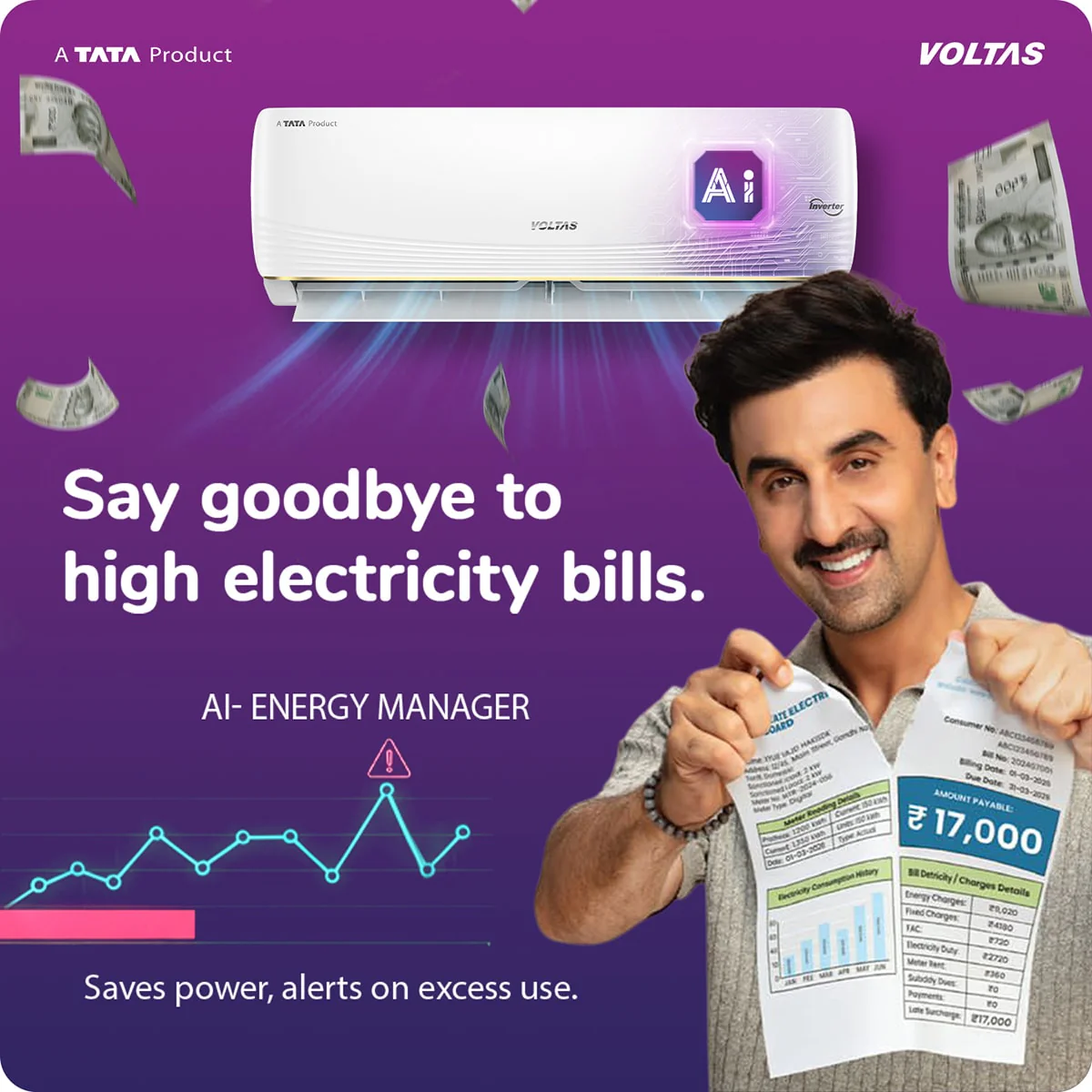 Voltas Split Air Conditioner, 1.5 Ton, 5 Star - 185INV Vertis AI Zest Gold - Image 10