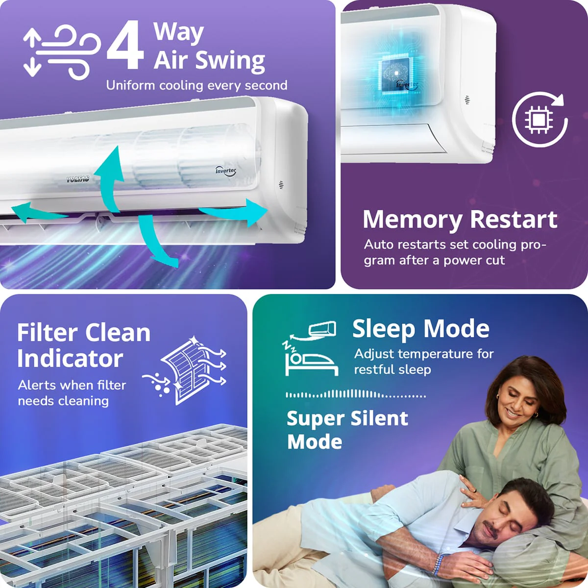 Voltas Split Air Conditioner, 1.5 Ton, 5 Star - 185INV Vertis Elite - Image 10