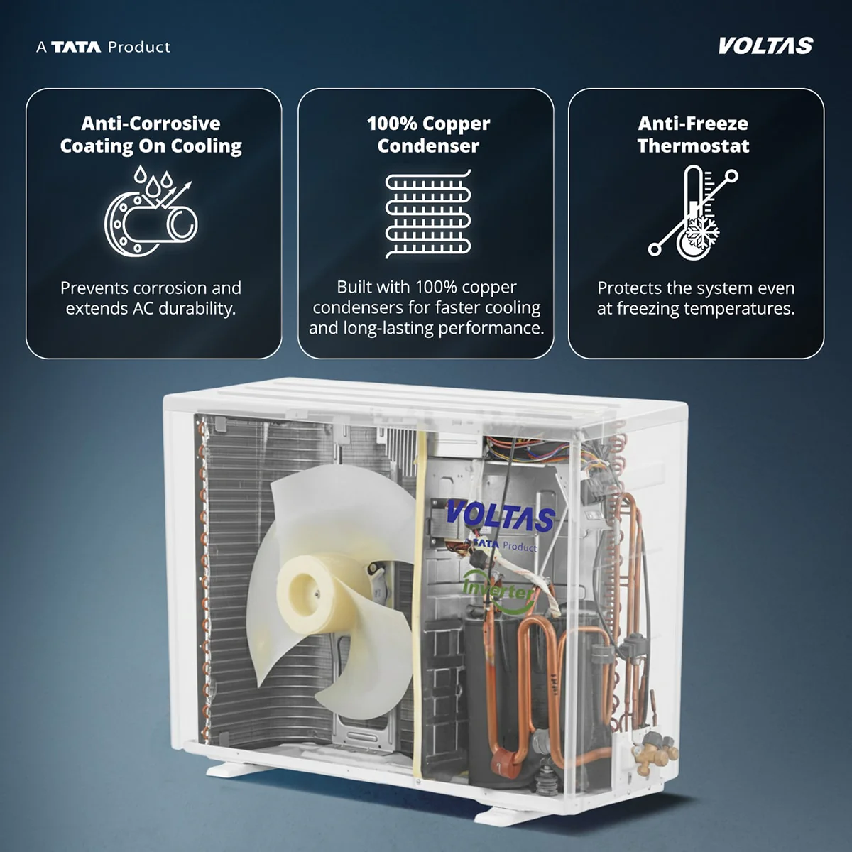 Voltas Split Air Conditioner, 1 Ton, 3 Star - 123INV Vectra Elegant - Image 14