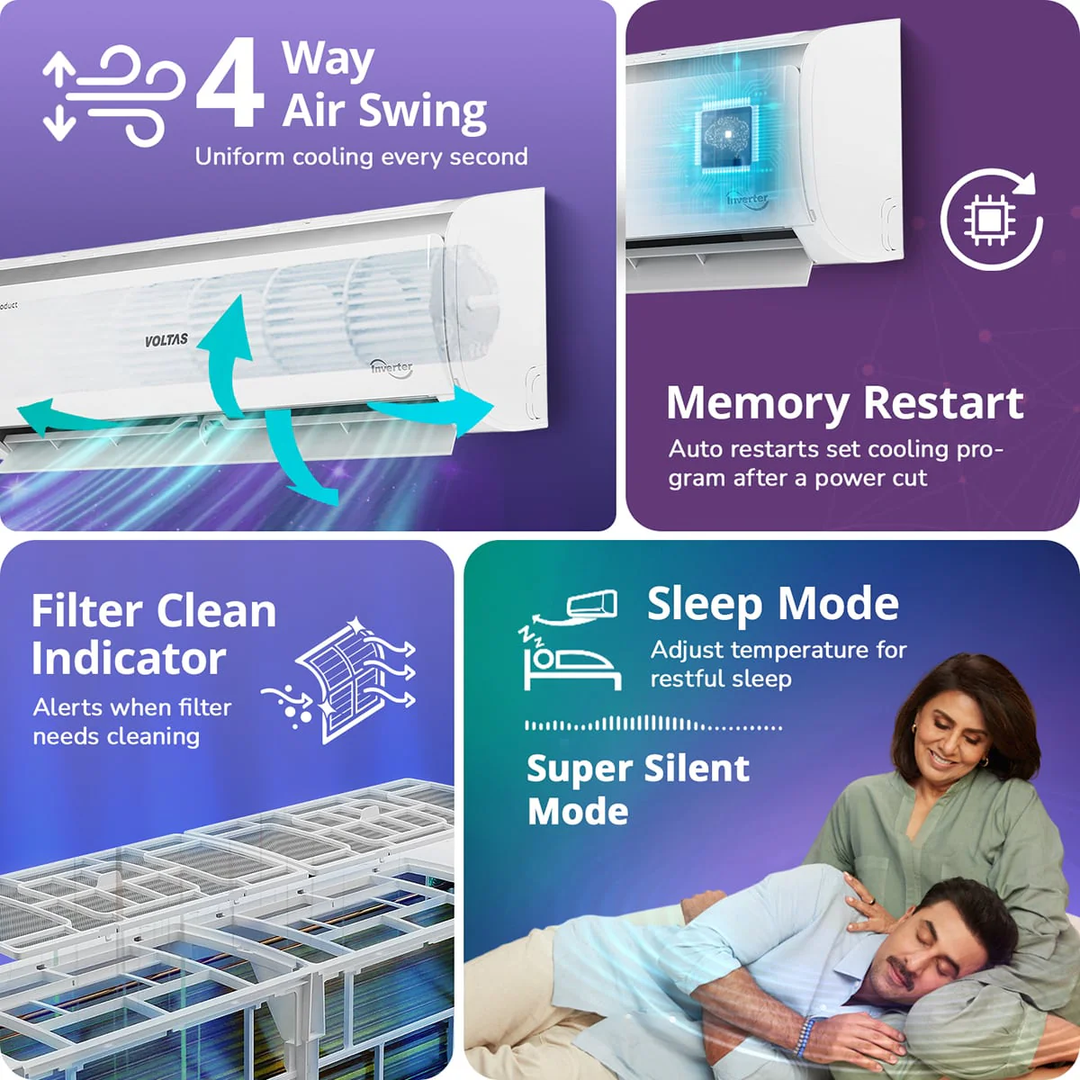 Voltas Split Air Conditioner, 1 Ton, 3 Star - 123INV Vertis Elite - Image 10