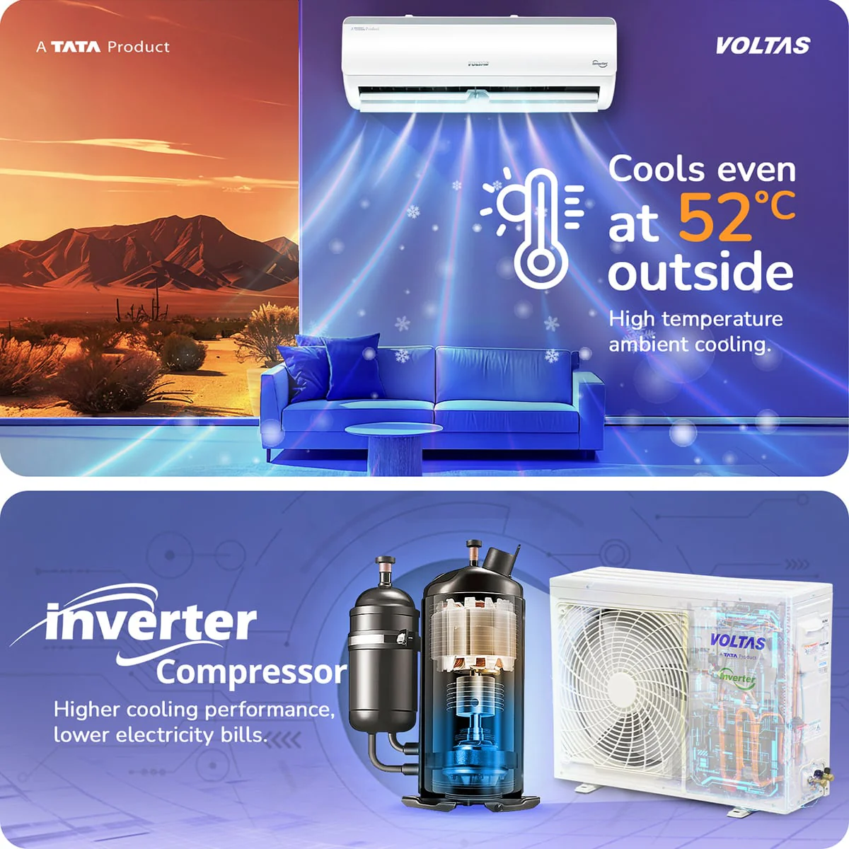 Voltas Split Air Conditioner, 1 Ton, 3 Star - 123INV Vertis Elite RG - Image 7