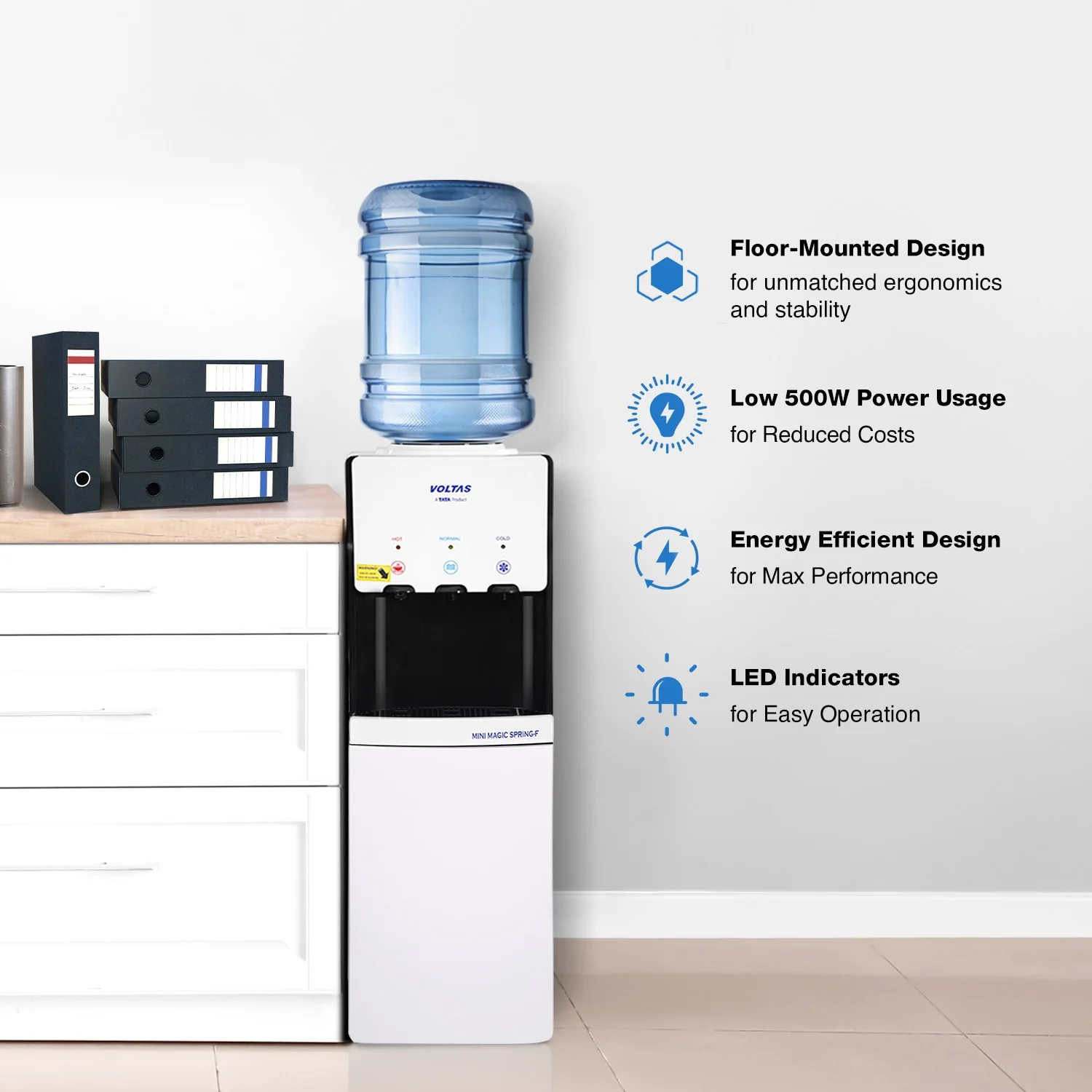Voltas Water Dispenser ISI Mark Minimagic Spring FV + White [With Storage Cabinet only] - Image 3