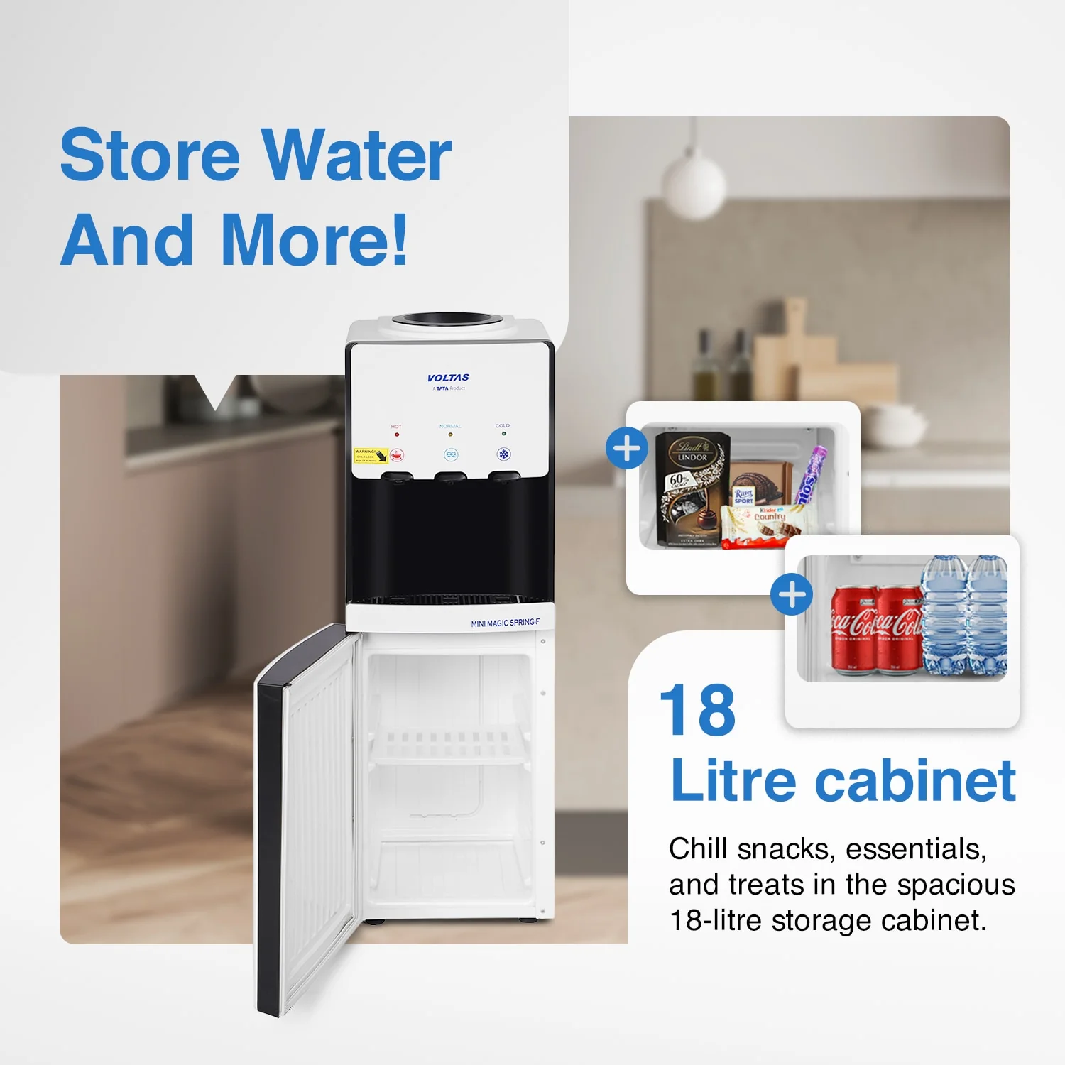 Voltas Water Dispenser ISI Mark Minimagic Spring FV + White [With Storage Cabinet only] - Image 5