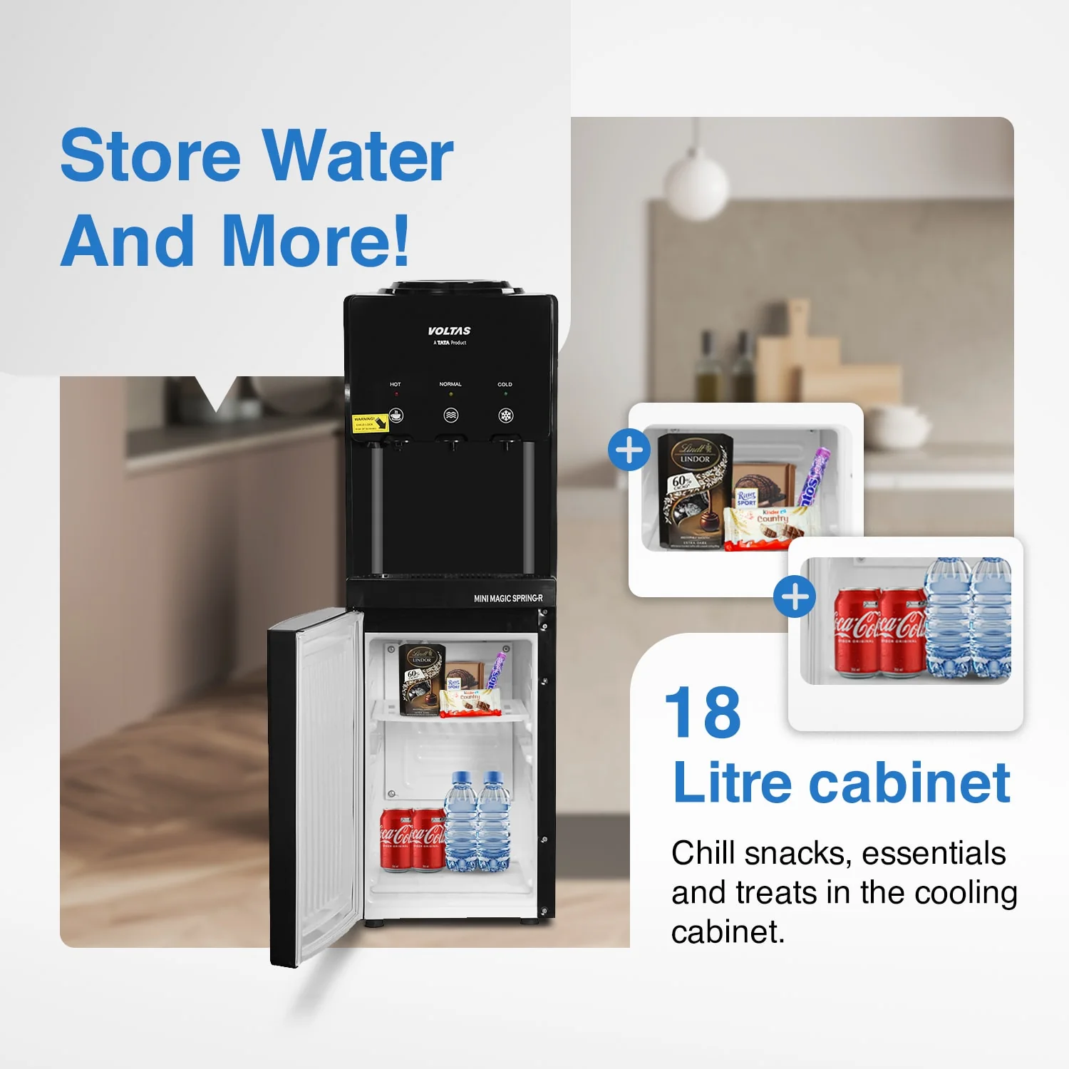 Voltas Water Dispenser ISI Mark Minimagic Spring RV + Black [With Refrigerated Cabinet] - Image 5