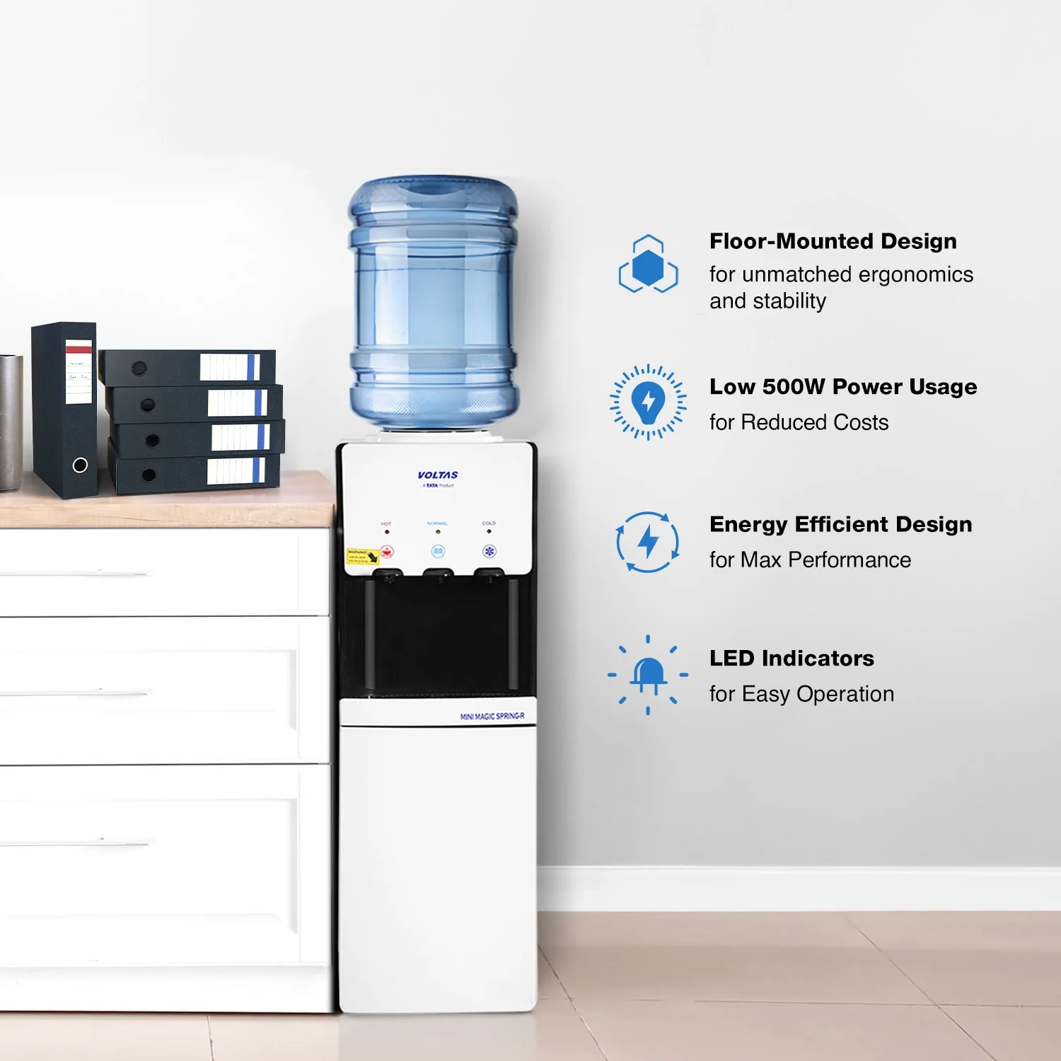 Voltas Water Dispenser ISI Mark Minimagic Spring RV+ White [With Refrigerated Cabinet] - Image 3