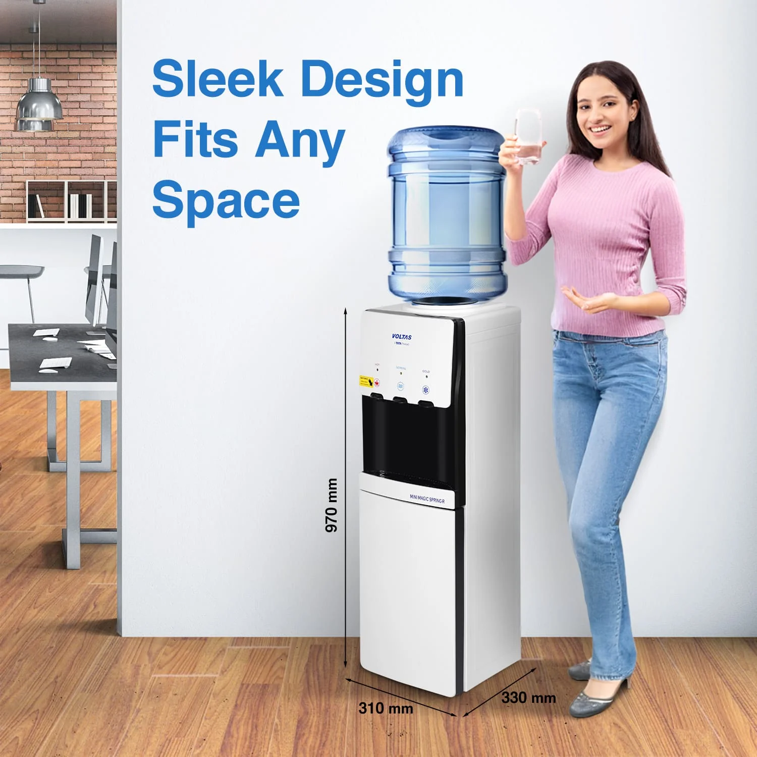 Voltas Water Dispenser ISI Mark Minimagic Spring RV+ White [With Refrigerated Cabinet] - Image 4