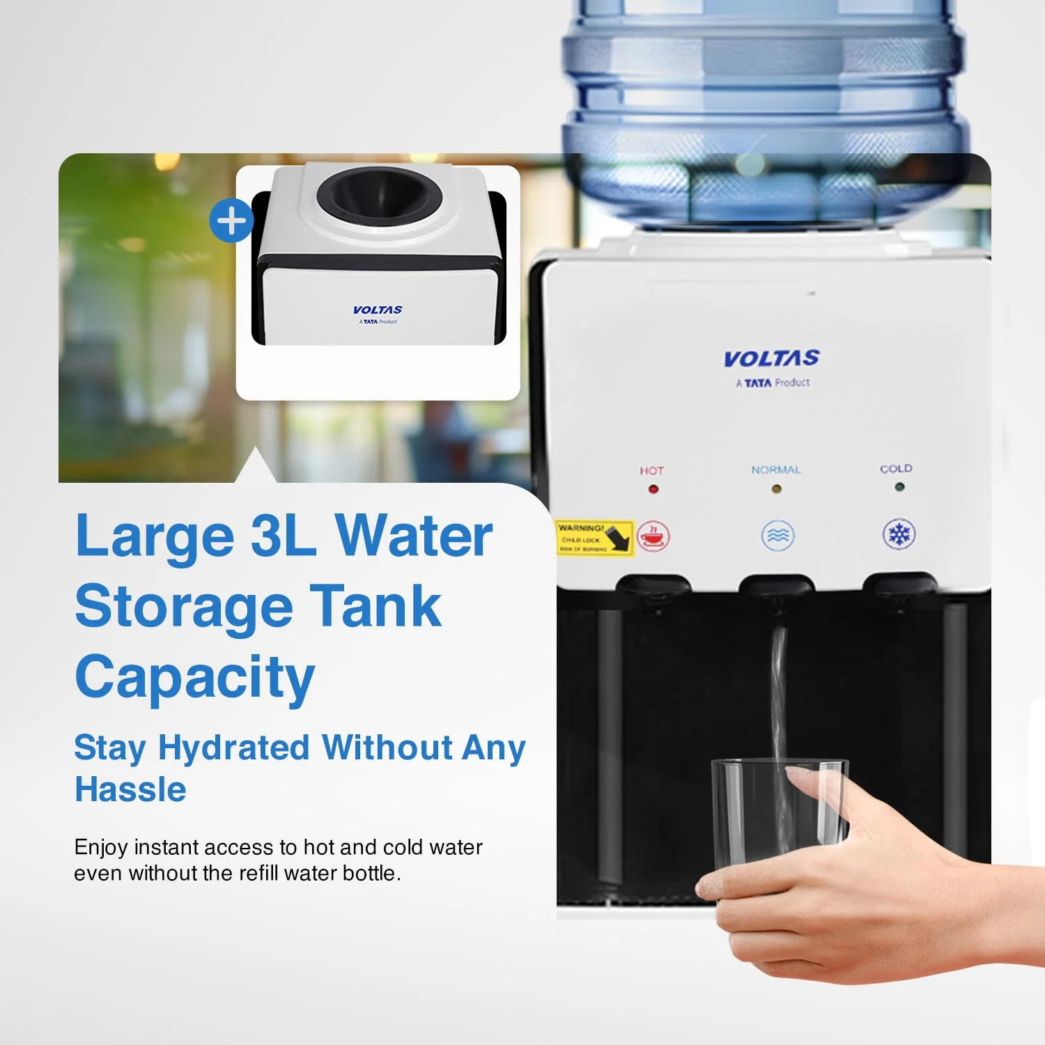 Voltas Water Dispenser ISI Mark Minimagic Spring RV+ White [With Refrigerated Cabinet] - Image 6