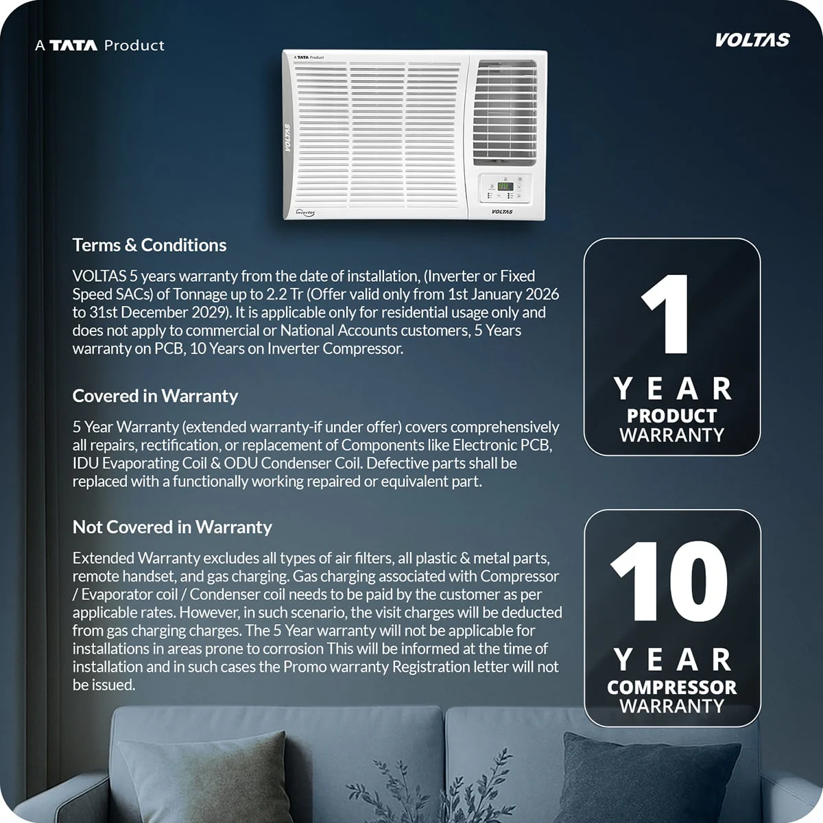 Voltas Window Air Conditioner, 1.5 Ton, 2 Star - 182FS Elite - Image 16